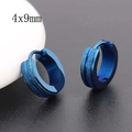 Pendientes de aro de acero inoxidable azul de 4x9mm con acabado mate arenado - Estilo B / Delgado / Azul