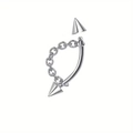 Detail showing internal thread screw of silver steel piercing with chain and cone spikes - Cone / 8mm
