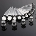 36-teiliges Set aus Acryl-Ohrdehnersets und Plugs mit schwarzen O-Ringen in versch. Größen - Transparentes Set