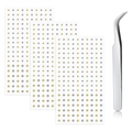 Face jewelry sticker set with tweezers and 3 sheets of gold and silver facial gems - Stickers And Tweezers