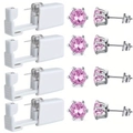 4-stuks wegwerp oorpiercing kits met roze zirkoon oorknopjes in witte behuizing - Roze