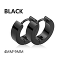 Boucles d'oreilles huggie noires en acier inoxydable, largeur 4mm et diamètre 9mm - 4mmx9mm / Anneau Minimaliste - Noir