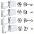 Wegwerp oorpiercing pistool set met 4 paar ronde zirkonia oorknopjes voor veilig gebruik - Wit