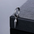 Gepolijste zilveren roestvrijstalen oorringen met een stoere punk kegel hanger - Clip-oorbellen / Staalkleur