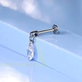 G23 titanium labret stud with marquise-cut 5A zircon teardrop pendant on blue steps - Teardrop / 1.0x6mm
