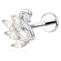 G23 Titan Schwanen Labret-Stecker mit 5A Markise-Zirkonia-Kristallen für Knorpel Piercing - Schwan / 1.0x6mm