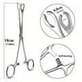 Self-locking stainless steel body piercing tool with 18cm length and serrated tip - 1# Large Round Open Clamp