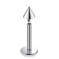 Detailed view of G23 titanium labret stud showing cone top and threaded screw design - Spike Style / 1.0x6mm