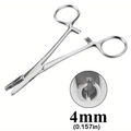 Stainless steel piercing tool with 4mm open notch and serrated locking mechanism - 9# 4mm Ball Grabbing Clamp