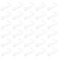 Bulk pack of 30 clear acrylic L-shaped nose studs with ball tops on a white background - Transparent L-Shape Bone Nose Stud