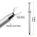 4.6-inch stainless steel four-claw pick-up tool with knurled handle for jewelry - 10# Stainless Steel Bead Grabber