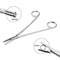 Stainless steel body piercing tool with round opening pliers shown in open and closed modes - 11# Opening/Closing 2-in-1 Tool