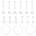 Detailed set of clear acrylic nose studs and lip retainers for invisible body piercing - Nose Stud And Earring Back And Labret And Hoop Mix