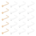 Detailed set of 20 L-shaped acrylic nose studs in clear and skin-tone colors - Style A (L-Shaped and Bone)