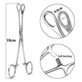 18cm self-locking stainless steel piercing forceps with 0.8cm open jaw and serrated tips - 15# Large Round Closed Clamp 0.8cm