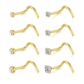 Detailset aus 8 goldenen Edelstahl-Nasensteckern mit Zirkonia-Steinen und Zargenfassung - Typ G 8-teiliges Set (Gold Gemischt)