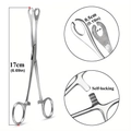 Silver stainless steel body piercing forceps with self-locking handle and 17cm length - 17# Small Round Open Clamp 0.5cm