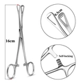16cm stainless steel body piercing forceps with self-locking handle and serrated tips - 19# Curved Triangle Closed Clamp 0.5cm