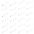 24-piece set of transparent acrylic L-shape and bone-shape hypoallergenic nose rings - L-Shape And Bone Shape Acrylic Mix