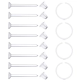 Clear acrylic body piercing set with 8 pairs of flat studs and 4 nose rings for invisible wear - Straight Flat Head Stud And Hoop Mix