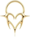 Golden G23 titanium septum ring featuring a unique flame heart design with sharp spikes - 16G-10mm / Gold Heart