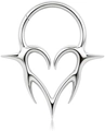 G23 titanium 16G septum ring featuring a silver thorn heart and tribal punk style - 16G-10mm / Silver Heart