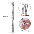 Professional stainless steel self-locking body piercing forceps with 5mm opening - 29# Curved Triangle Open Tweezers