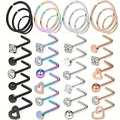 36er-Set 20G Nasenringe aus Edelstahl mit Zirkonia-Steckern in mehreren Farben - Nasenstecker und Ringe Kombinationsset / Mischfarben Set