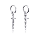 Silver stainless steel gothic punk drop earrings with chain and cross charm for unisex - Cross Chain (Style-2)