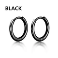 Boucles d'oreilles créoles rondes en acier inoxydable noir poli pour un look punk minimaliste - Anneau Brillant - Noir
