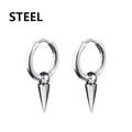 Punk style stainless steel hoop earrings with silver cone spikes for men and women - Spike Pendant (Style-9)