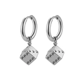 Unisex gothic silver hoop earrings with dice pendants in high-quality stainless steel - Dice Pendant (Style-12)