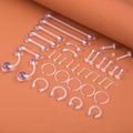 37-teiliges Set aus klarem Acryl für Piercings wie Zunge, Nase, Lippe und Bauchnabel - Gemischte Stile (37 Stück)