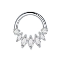 Silver G23 titanium 16G septum ring with marquise and round cut 5A cubic zirconia - 16G 8mm / Silver