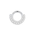 Silver hinged segment nose ring with double-row cubic zirconia for cartilage piercing - 16G Small / Silver
