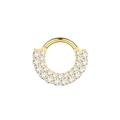 16G gold double-row zircon hinged segment ring for septum and cartilage piercing - 16G Small / Gold