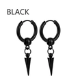 Orecchini a cerchio punk in acciaio inossidabile nero con pendente a punta unisex - Sfera Punta - Nero