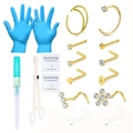 Complete 18G/20G roestvrijstalen septum piercing kit met naalden en gouden sieraden - Goud Gemengde Stijl B