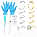 Complete 18G piercing kit met stalen ringen, naalden, handschoenen en alcoholdoekjes - Zilver Goud Gemengde Stijl C