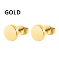 Orecchini a perno a disco tondo minimalisti in finitura oro lucido per uomo e donna - Bottone Piatto - Oro