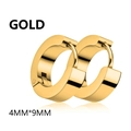 Orecchini huggie oro 4x9mm in acciaio inossidabile lucido con chiusura a cerniera - Cerchi Semplici (Stile B) / 4mm*9mm / Oro