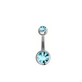 Piercing para el ombligo de acero inoxidable con dos cristales azul claro - Azul cielo
