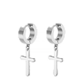Orecchini a cerchio in acciaio inossidabile argento lucido con ciondoli a croce - Cerchi con Pendente a Croce (Stile C) / Argento