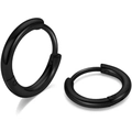 Paio di orecchini a cerchio huggie minimalisti in acciaio inossidabile nero 316L - 6mm / Nero