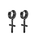 Orecchini a cerchio neri in acciaio inossidabile con ciondolo a croce in stile gothic - Cerchi con Pendente a Croce (Stile C) / Nero