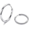 Orecchini a cerchio in acciaio inossidabile 316L argento lucido con chiusura a scatto - 6mm / Argento