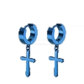 Paio di orecchini punk in acciaio inossidabile blu con pendenti a croce per uomo - Cerchi con Pendente a Croce (Stile C) / Blu