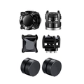 Set of 3 pairs of black magnetic stud earrings with round and square zircon stones - Black Round Square And Mirror Set / Black Style Combination