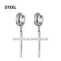 Orecchini a croce in acciaio inossidabile argento con cerchio opaco e finitura lucida - Cerchi con Croce Satinati (Stile H) / Argento