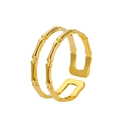 18K gold plated titanium steel bamboo joint ring with adjustable double layered open design - Adjustable / Gold